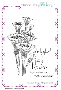 Floral Delight individual unmounted rubber stamp  - A6